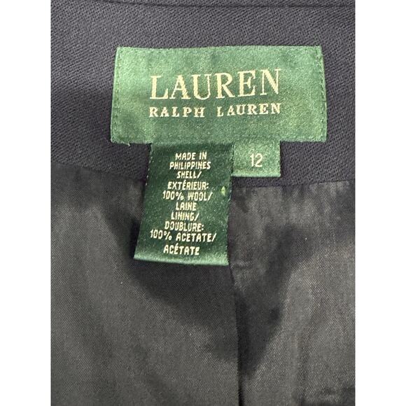 Ralph Lauren Blazer Wool Navy Blue RL Crown Crest Gold Buttons Women's 12 Preppy - Picture 3 of 11